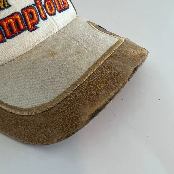 DENVER BRONCOS Vtg 90s Super Bowl Championship 1999 Beige Suede Hat Cap - Picture 6 of 8